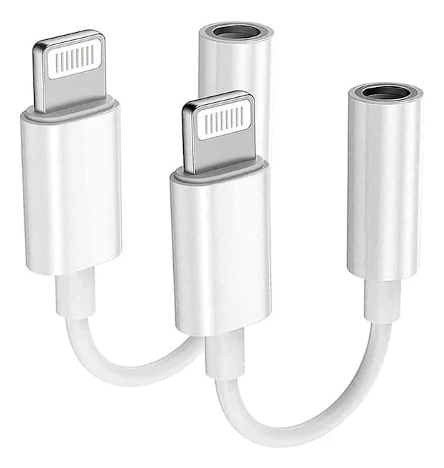 2-pack Apple Lightning till 3,5 mm hörlursuttagsadapter Aux Audio Hörlurar/Hörlursdongel Stereokabel för iPhone 7/7 Plus/8/8 Plus/X/XS