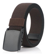 [KK][KK] Coffee-colored elastic belt Compatible with men with plastic buckle, fully adjustable B