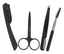 Ögonbrynstrimningssax Grooming Kit Rakhyvel Pincett och Borste för Ögonbrynsformning och Trimning