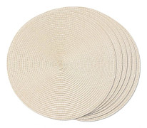 Set of 6 Round Woven Placemats - Washable - Non-Slip - 15 Inch -