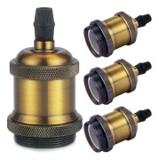 4 st vintage mässingsuttag (inga glödlampor) - Vintage E27 lamphållare, Edison retro pendellampa, adapter i massivt keramik
