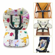 Hög barnstolskudde och remmar, barnstolskudde, quiltad baby barnstolskudde och remmar med 5-punktssele för barnstol, 1 set (giraff)
