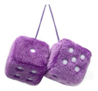 Par 2,75” Fuzzy Tärningar med Läderprickar Retro Bilbackspegel Hängande Tillbehör för Bil Dekoration (Lila) Purple