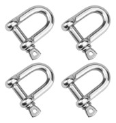 4 st D Shackle M8 D Links Krok Shackle Clip 304 Rostfritt stål D Ring Shackle Lås Skruv Shackles För tung rigg, dragning, camping