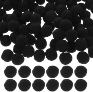 500 st svarta pompombollar 1,5 cm fluffiga pysselbollar för DIY-kläddekoration