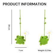 Söt groda tusensköna bilprydnad, handgjord virkad hängande berlock för bilens backspegel, bildekor grön 7 x 7 x 30 cm Green 2.76 x 2.76 x 11.8 in