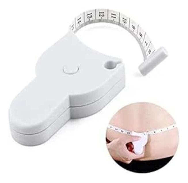 Självdragande måttband för kroppen 150 cm/60 tum Sy Sömnad Skräddarsydd Måttband Meter Film För Midja Bröst Ben, vit