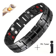 Starkt magnetarmband för män, perfekt för smärtlindring Justerbart magnetarmband i titan och stål för män med verktyg för borttagning