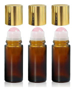【2F】5-pack 50 ml bärnstensfärgade eteriska oljeflaskor med kristallkulor, påfyllningsbara parfymbehållare 3pcs