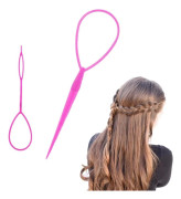2 st hästsvans dra igenom, flätverktyg topsy tail hårverktyg, hårloopningsverktyg styling maker för kvinnor flickor (rosa)