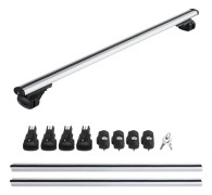 Bil Takräcke Tvärstag - Lastbågar 120 cm - För Längsgående Rails - 100 kg Maxlast - Aluminium och ABS - Stöldskyddslås - Silver