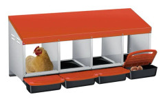 Hönsrede - Äggläggningsbox - 4 Fack - Galvaniserat Stål - Automatisk Ägginsamling - Vägg- Och Golvmontering - Orange