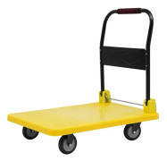 Transportvagn - Hopfällbar plattformsvagn - 400 kg lastkapacitet - 58x87 cm lastyta - 360° pivothjul - Gul/svart