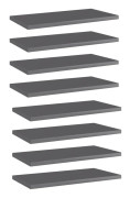 vidaXL Hyllplan 8 st grå högglans 40x20x1,5 cm spånskiva