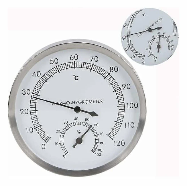 [GKS] Bastutermometer, 2-i-1 rostfritt stål bastu Bastutillbehör Termometer Hygrometer Termo-hygro LGL