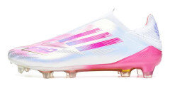 Fotbollsskor för män och kvinnor, elit, utan snörning, för fast underlag, vit/rosa 31 White Pink 31