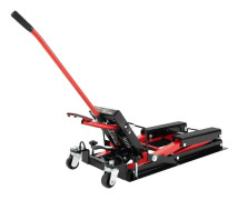 Motorcykellyft - Hydraulisk domkraft - Max 680 kg - Lyfthöjd 11,5–36,5 cm - Fällbar plattform med gummiyta - Röd