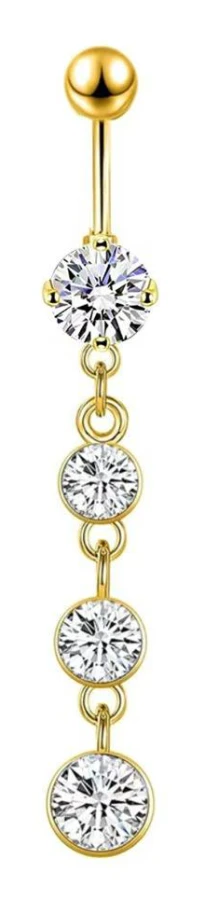 1 st 316L Kirurgiskt stål Hängande CZ Ädelstenar Navelpiercing Kubisk Zirkonia Dropphängsmycke Navelspik Kroppspiercing Zirkon
