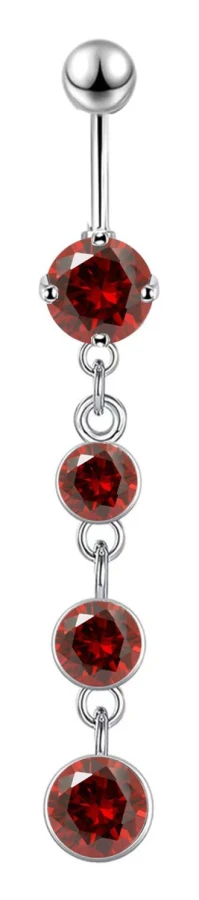 1 st 316L Kirurgiskt stål Hängande CZ Ädelstenar Navelpiercing Kubisk Zirkonia Dropphängsmycke Navelspik Kroppspiercing Zirkon