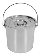 Rostfri stålhink 12 l - Köksbehållare med lock - Livsmedelsgodkänd - Tjock botten - Extra kraftig - Silver