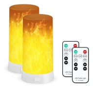 Flameffektlampa, USB-uppladdningsbar batteridriven flamlampa, öppen spis-lampa med fjärrkontroll och timer, vattentät dimbar 4 lägen 2 st