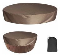 Waterproof Round Spa Cover, Outdoor Hot Tub Cover, Waterproof Spa Cover, UV-Resistant Windproof Bathtub Cover for Swimming Pool, Brown, 190x30cm