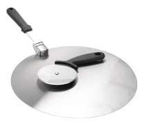 12 inch Pizza Peel Cake Spatula Pizza Transfer with Pizza Cutter Stainless Steel Pizza Baking Tool