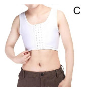 Lesbisk Zip Bröst Bröstkorg Binder Tomboy FTM Bandage Crop S-4XL Vit L