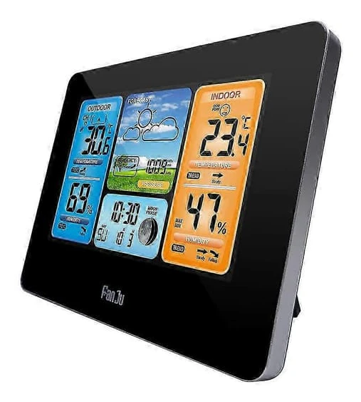 Multifunctional Electronic Alarm Clock with Color Screen and Meteorological Function - Black