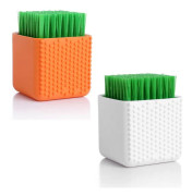 Silikonborste med mjuka borst - 2-pack, orange/vit