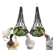 Chicken Vegetable Net Fruit Treat Snack Holder Hanging Feeder Coop Feeding Tool, 2 Pcs [DB]