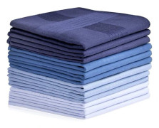 Men's Cotton Handkerchiefs - 12-pack Luxury Men's Handkerchiefs - Soft & Absorbent - Classic Design for Suit & Daily Use - 40x40 cm - Blue Mix