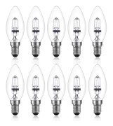10-pack E14 18W Dimbara Halogenlampor Varmvit 2700K Dimbara Ljuslampor C35 Edison Skruvlampa (SES), Ersätter 3-5W LED-lampor För Ljuskronor