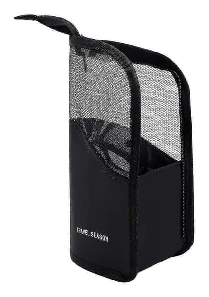 Makeup Brush Bag Semi-Clear Standing Zipper Pouch (Black)