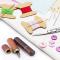 12 Pcs Double Hole Threading Needles, 9 Eye Sewing with 2 Wood