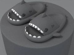 Shark Tofflor Halkfria Dusch Badrumstofflor Soft Summer Sli Grå 36 to 37