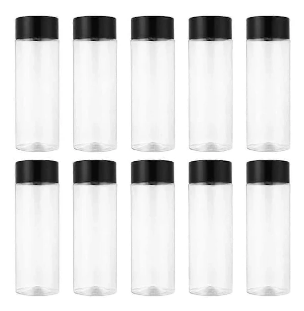 10-pack PET-juiceflaskor med lock, återanvändbara läckagesäkra dryckesbehållare för mjölk, yoghurt och smoothies, klar 300 ml