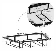 2-pack vinställ under skåp - Metall, 3 fack - Hängande ställ för barkök - Svart - 30x22,5 cm