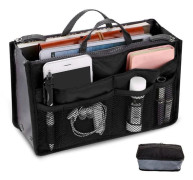 Bag in bag, bag insert, inner pocket, black, 28cm*18cm*3-10cm
