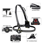 Westgirl Running Light, Chest Light with Adjustable Beam, 500 Lumens, USB Rechargeable Waterproof [DB]