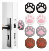 Självhäftande dörrstoppare - 8-pack 3D katt tass silikon stötfångare - Väggdörrskydd för möbler och handtag
