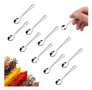 10 pcs - Spoon Kitchen Sauce Spice Small Spoons for Jars Mini Stainless Steel Utensils for Herbs, Salt, Pepper, Spices, Sugar, Honey, Coffee 7.5 cm_yu