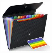 Project Folders A4 Expanding File with Tabs 13 Pockets Classification Binder with Closure 33x25x2cm Black