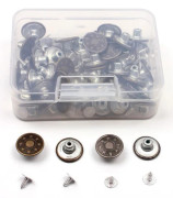 Box with 50 sets of jeans buttons I-button buttons antique copper gunmetal