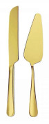 Bröllopstårtskniv och serveringsset i titanpläterat rostfritt stål, 2 delar, rostbeständigt, spegelblankt, lätt att rengöra, 10 tums kniv och 9 tums serveringsspade