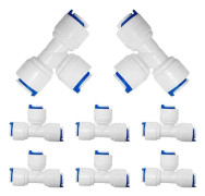 8 Pieces T-piece Connector Adapter Push-fit Connection, RO Water Filter
