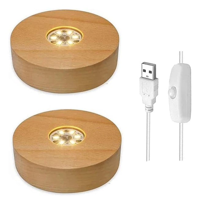 [DT] Kristall LED-ljusbas, 2-pack trädisplayställ med USB