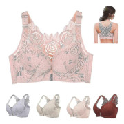 Floral Secrets Comfort Rose BH för kvinnor - Plus Size Frontstängning Push Up, Trådlös & Sömlös Lyft-BH Powdery Skin 38A-B