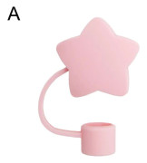 Söta silikonstjärnsugrörslock för Stanley 40/30 Oz Tumblers, återanvändbara Pink