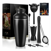 700ml Cocktailshaker i rostfritt stål 8 delar Bartender-set Cocktailshaker Matt svart Mixer för barfest Bartenderverktyg
